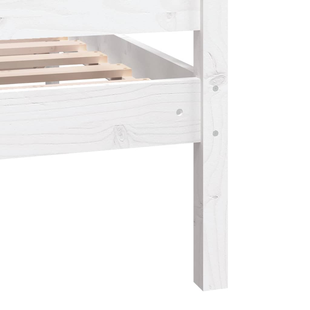 Bed Frame without Mattress White Single Solid Wood