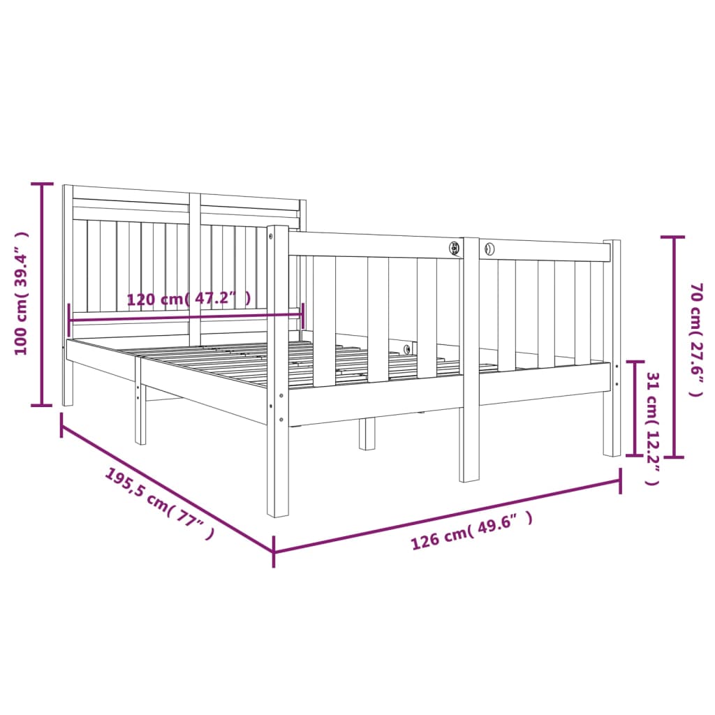 Bed Frame without Mattress Small Double Solid Wood