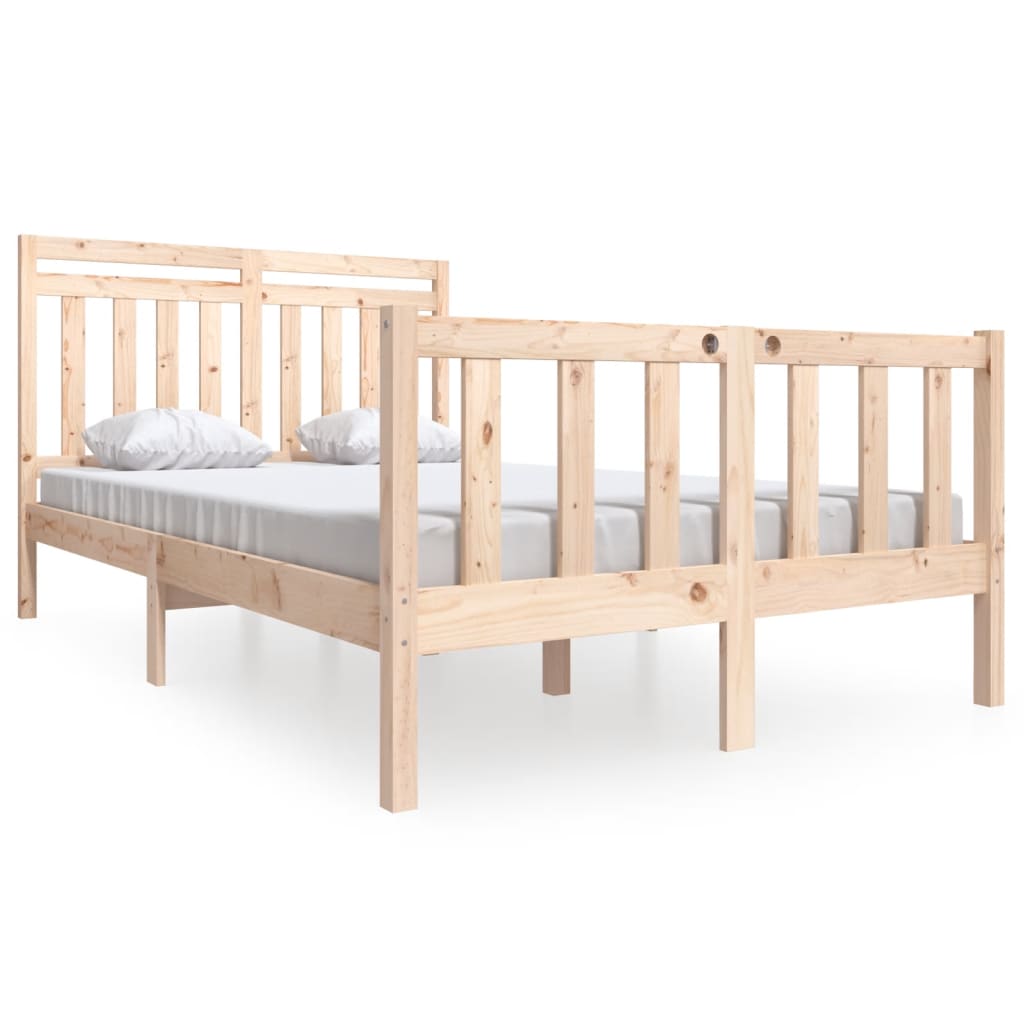 Bed Frame without Mattress Double Solid Wood