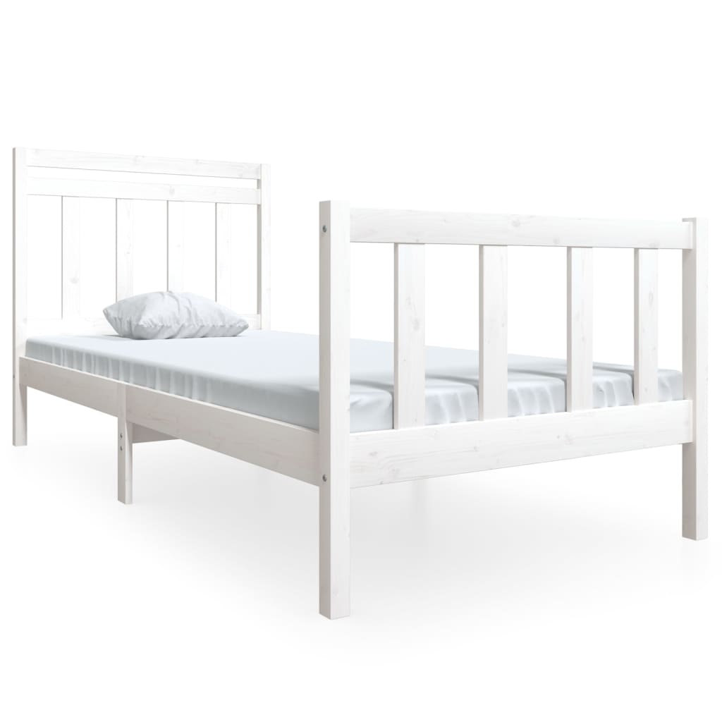 3100705 vidaXL Bed Frame without Mattress White Solid Wood 90x200 cm (810068+814075)