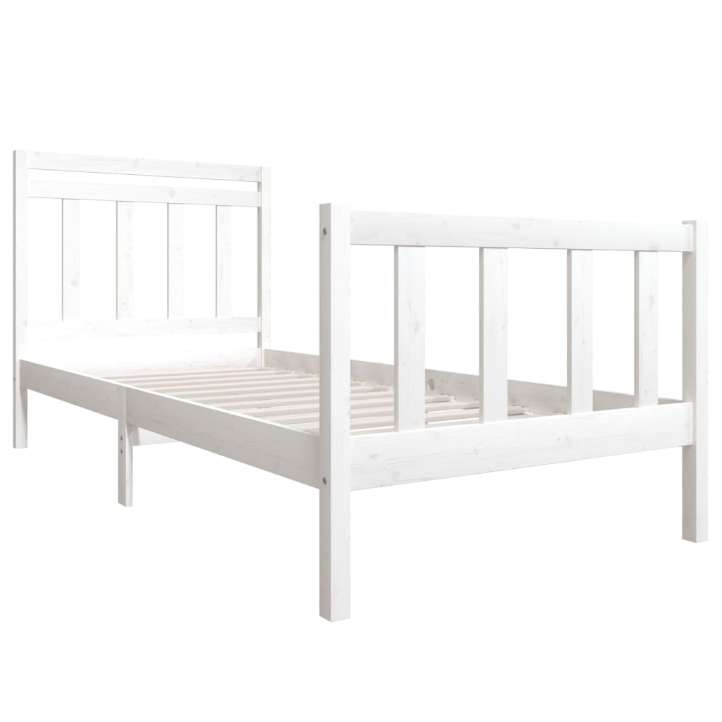 3100705 vidaXL Bed Frame without Mattress White Solid Wood 90x200 cm (810068+814075)
