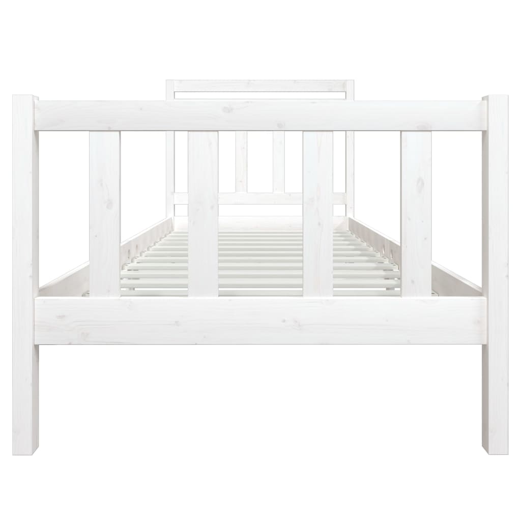 3100705 vidaXL Bed Frame without Mattress White Solid Wood 90x200 cm (810068+814075)