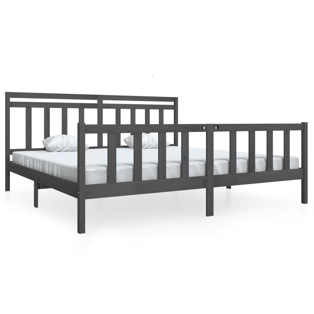 3100980 vidaXL Bed Frame without Mattress Grey Solid Wood 200x200 cm (810104+814116)