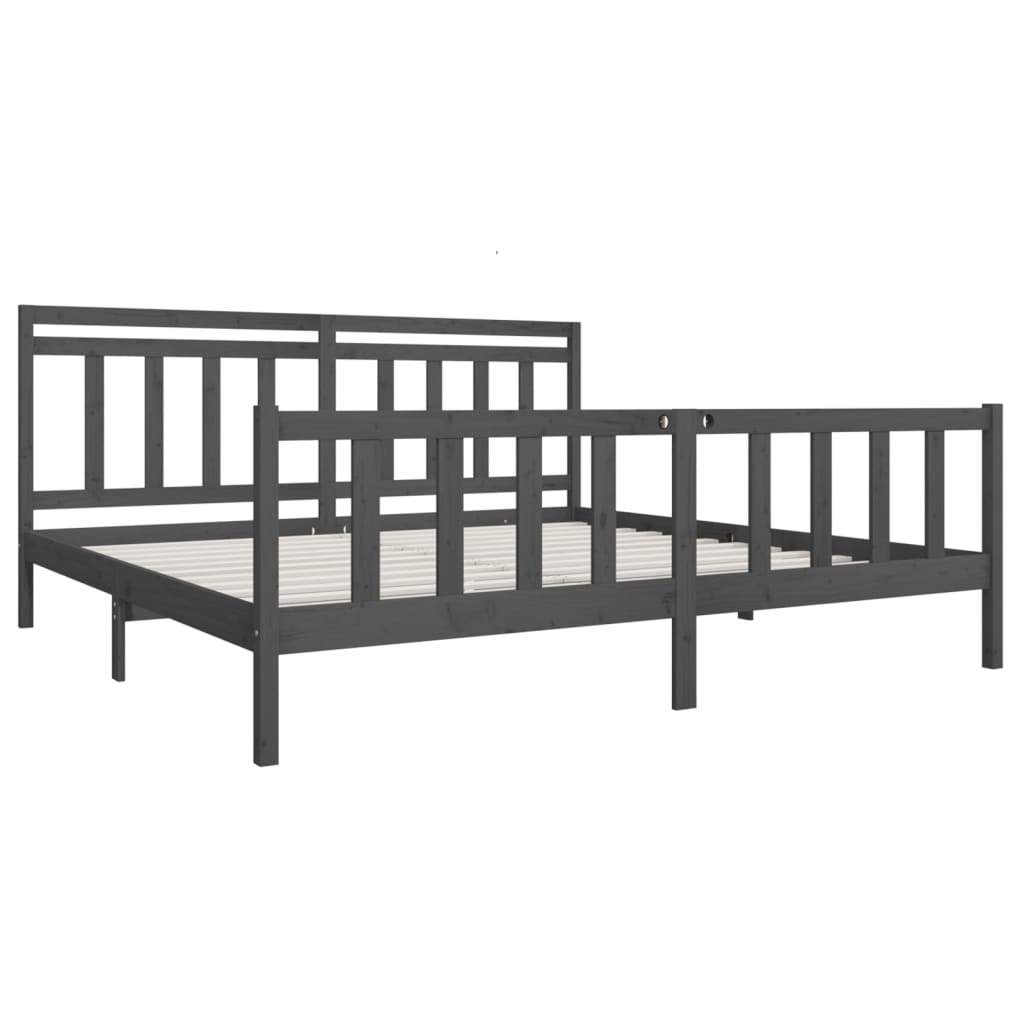 3100980 vidaXL Bed Frame without Mattress Grey Solid Wood 200x200 cm (810104+814116)