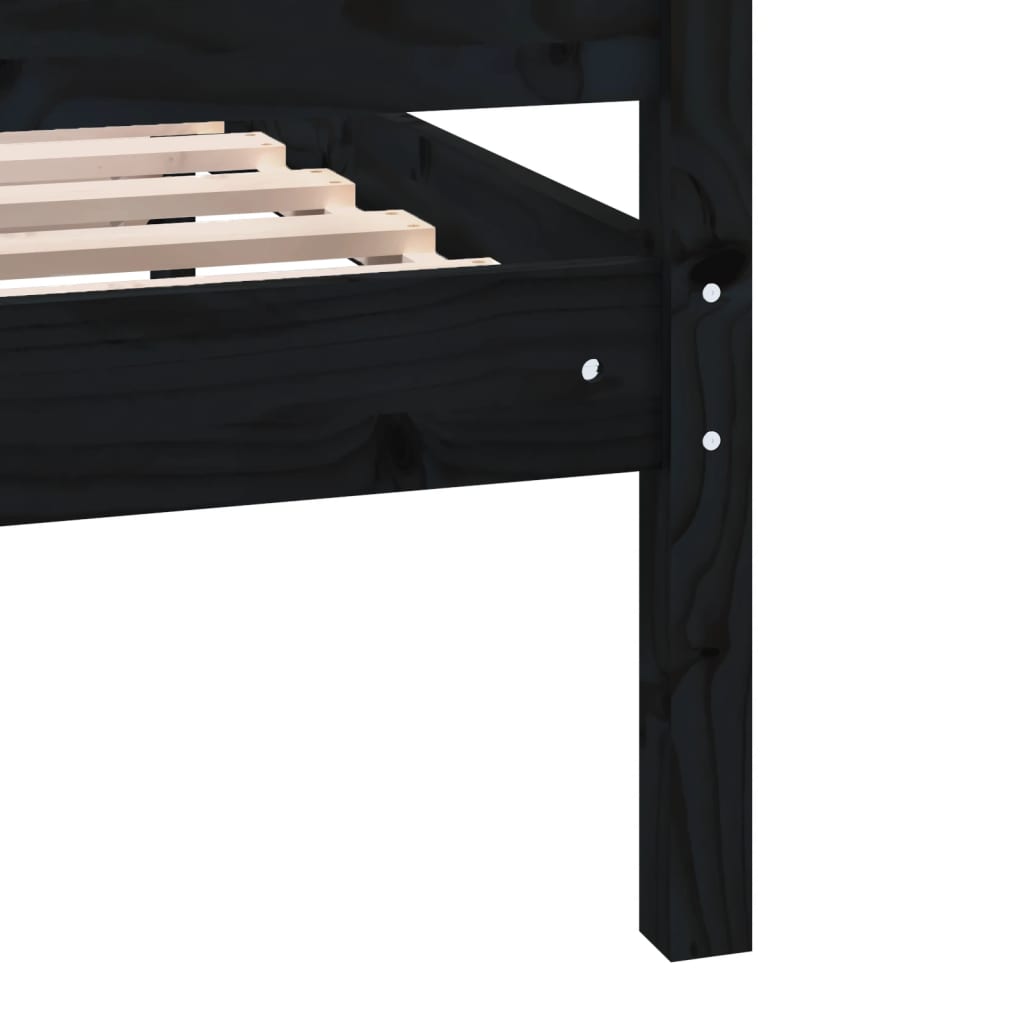 3100982 vidaXL Bed Frame without Mattress Black Solid Wood 200x200 cm (810106+814118)