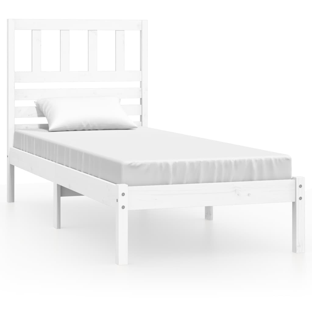 Bed Frame without Mattress White 75x190 cm Small Single  Solid Wood Pine