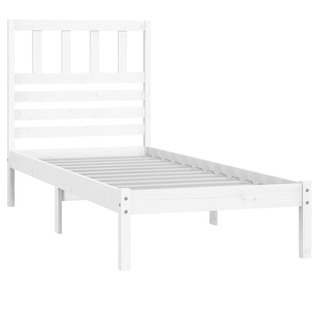 Bed Frame without Mattress White 75x190 cm Small Single  Solid Wood Pine