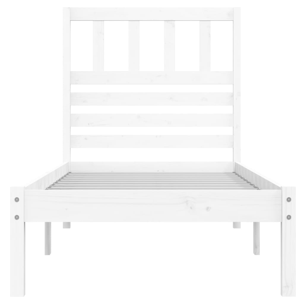 Bed Frame without Mattress White 75x190 cm Small Single  Solid Wood Pine