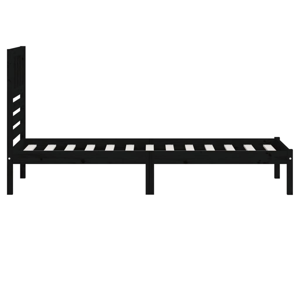 Bed Frame without Mattress Black 75x190 cm Small Single  Solid Wood Pine