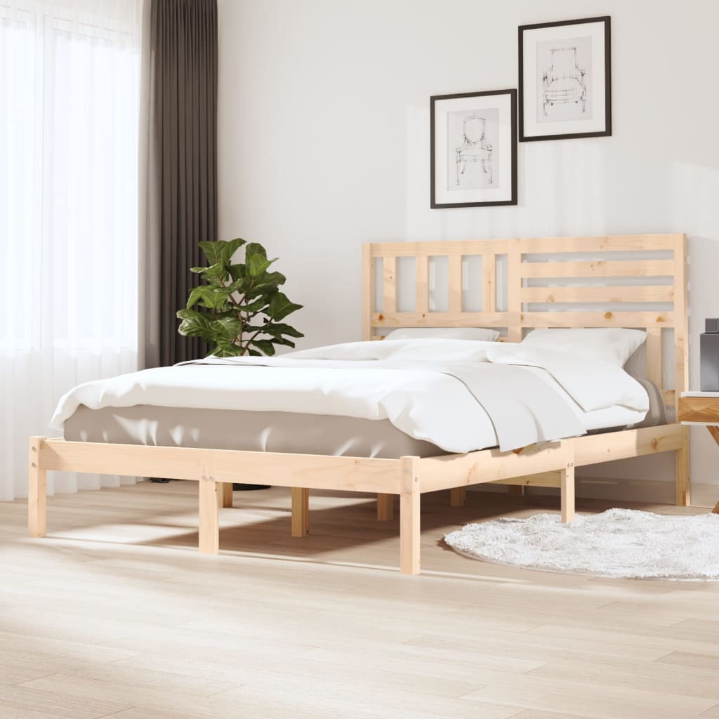 Bed Frame without Mattress 135x190 cm Double Double Solid Wood Pine