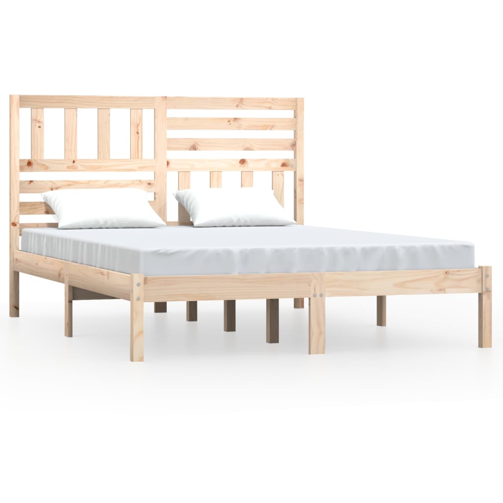 Bed Frame without Mattress Solid Wood Pine 140x190 cm