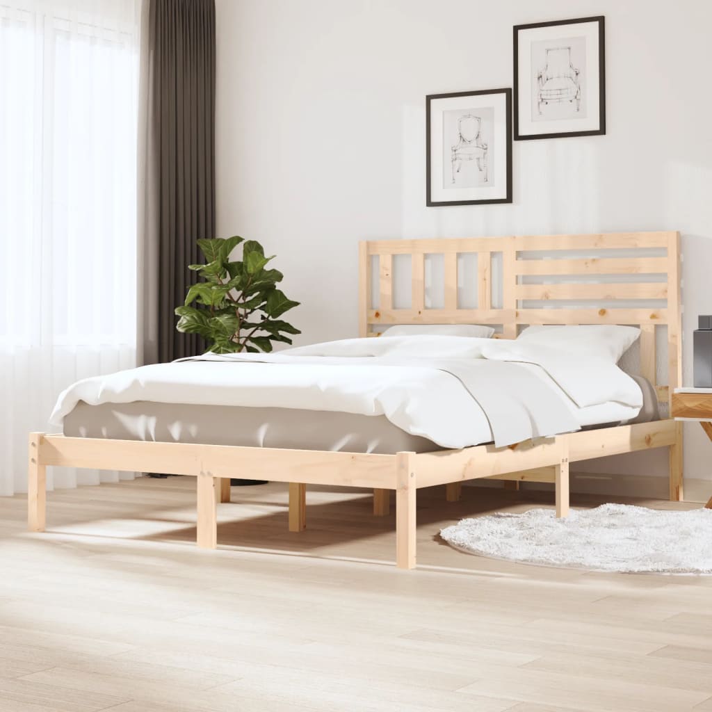Bed Frame without Mattress Solid Wood Pine 140x200 cm