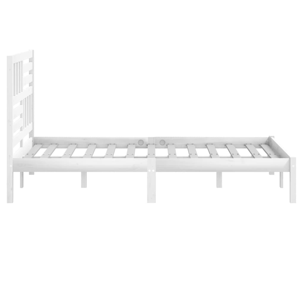Bed Frame without Mattress White 150x200 cm King Size  Solid Wood Pine