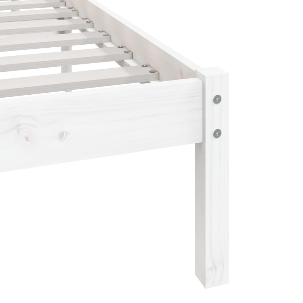 Bed Frame without Mattress White 150x200 cm King Size  Solid Wood Pine