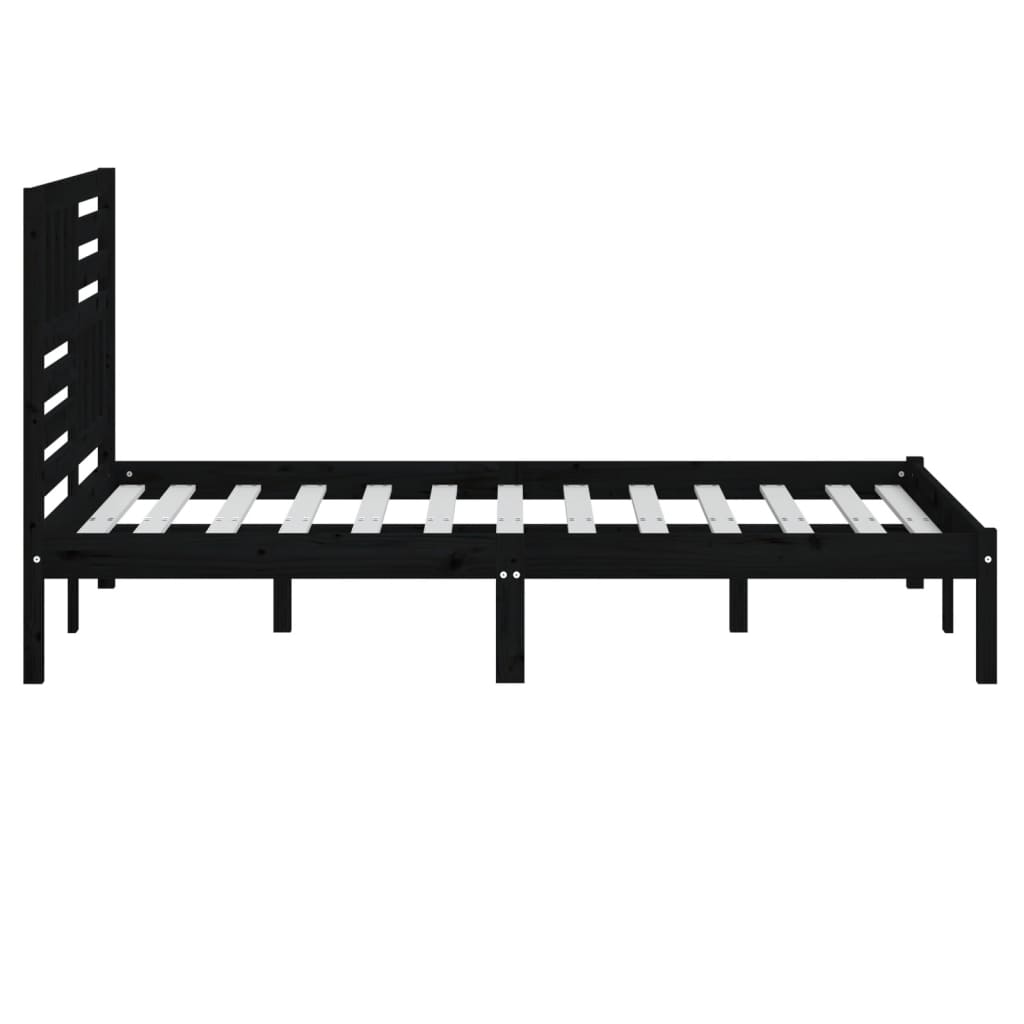 Bed Frame without Mattress Black 150x200 cm King Size  Solid Wood Pine