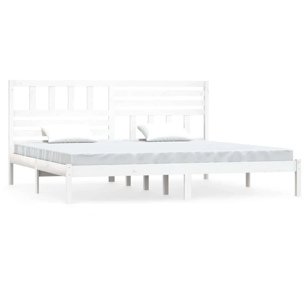 Bed Frame without Mattress White Solid Wood Pine 200x200 cm