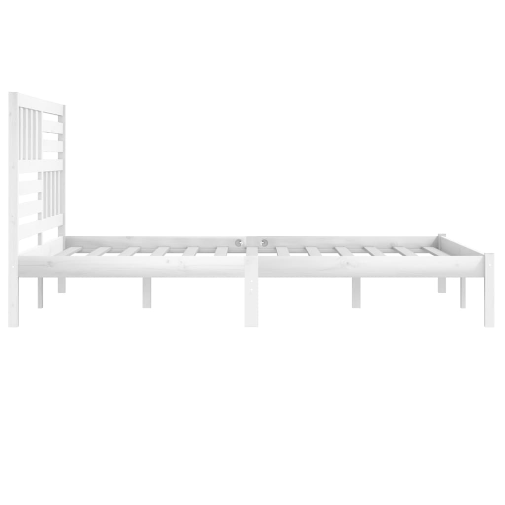 Bed Frame without Mattress White Solid Wood Pine 200x200 cm