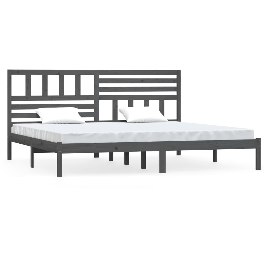 Bed Frame without Mattress Grey Solid Wood Pine 200x200 cm