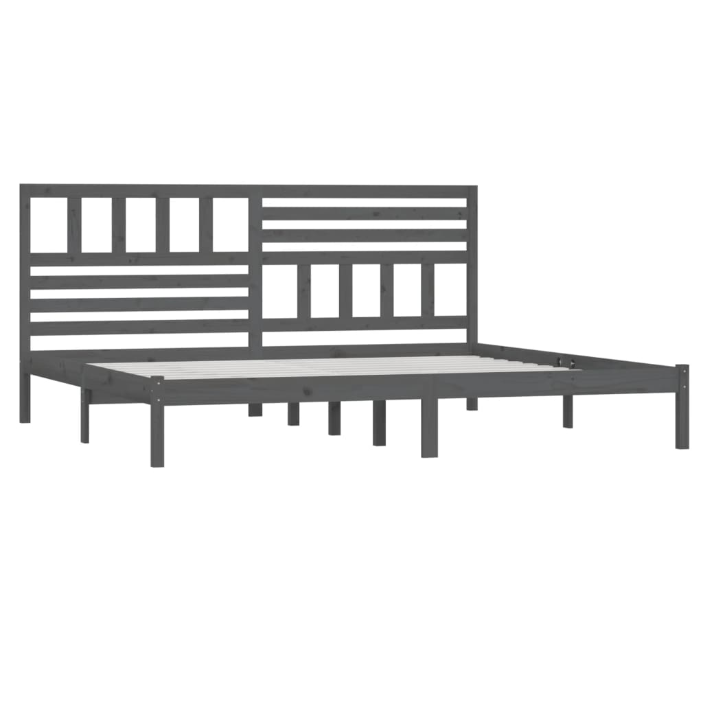 Bed Frame without Mattress Grey Solid Wood Pine 200x200 cm