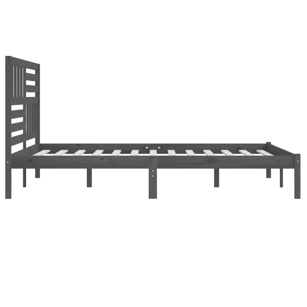 Bed Frame without Mattress Grey Solid Wood Pine 200x200 cm