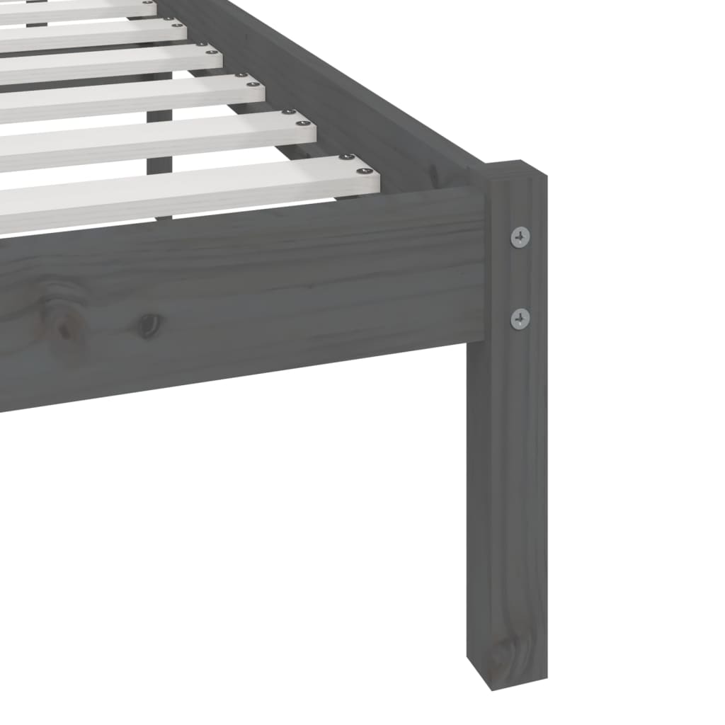 Bed Frame without Mattress Grey Solid Wood Pine 200x200 cm