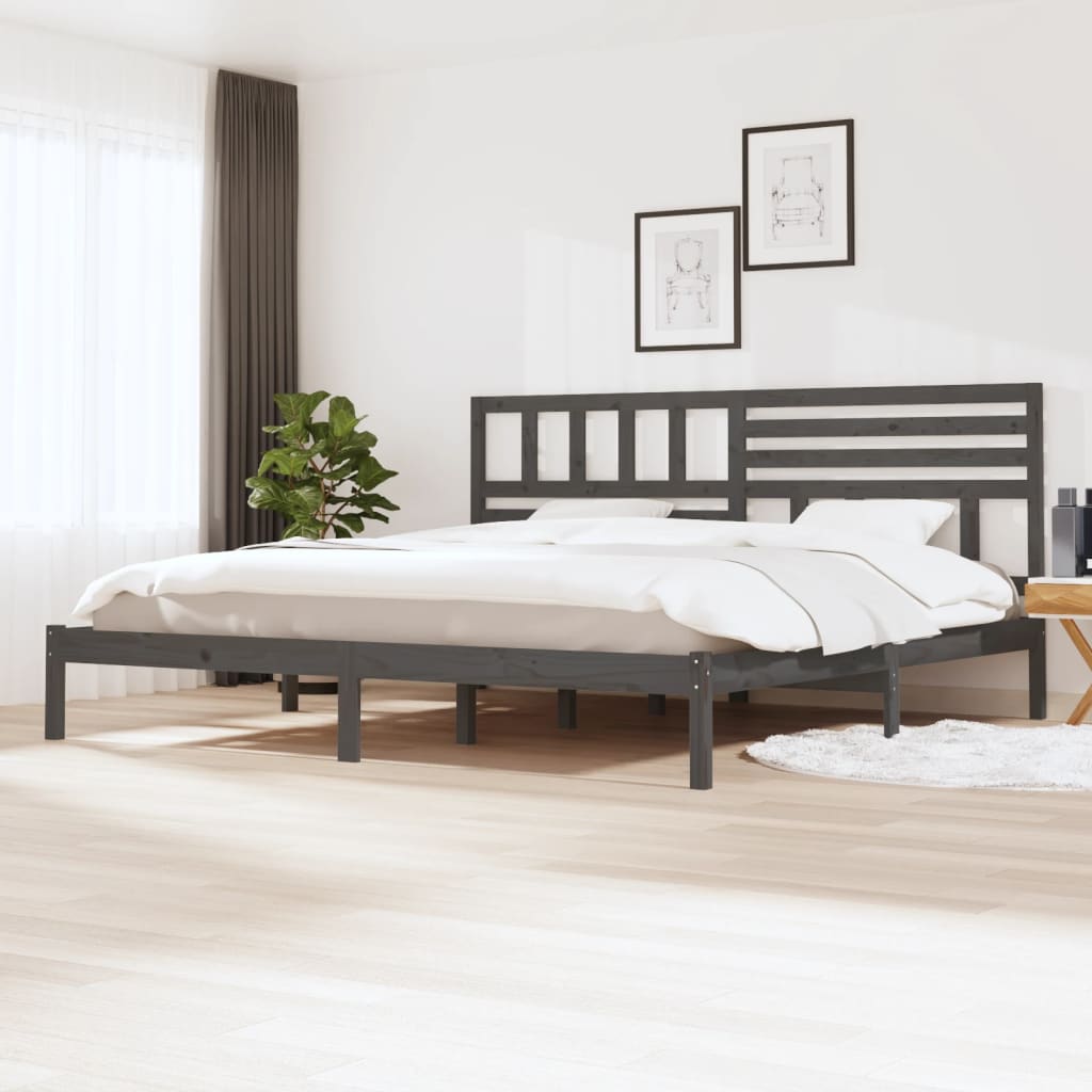 Bed Frame without Mattress Grey Solid Wood Pine 200x200 cm