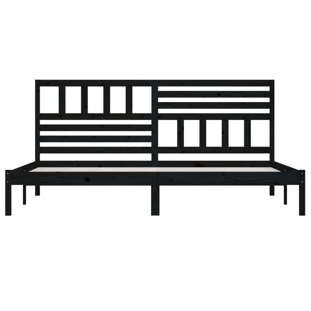 Bed Frame without Mattress Black Solid Wood Pine 200x200 cm