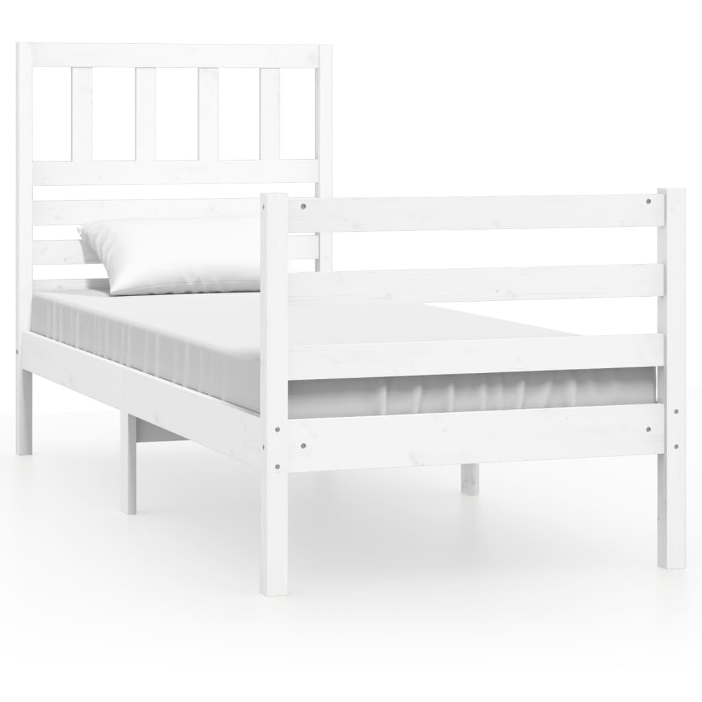 Bed Frame without Mattress White 75x190 cm Small Single  Solid Wood