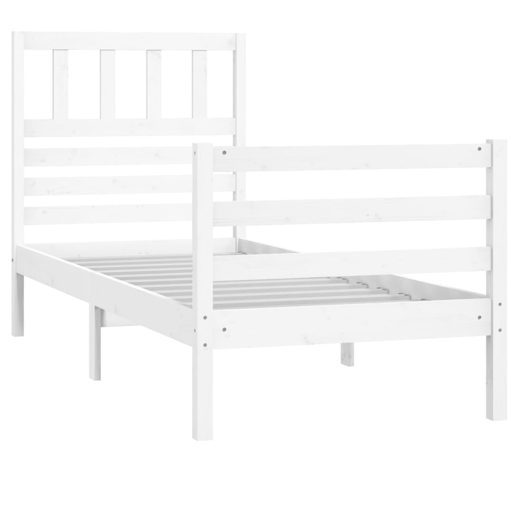 Bed Frame without Mattress White 75x190 cm Small Single  Solid Wood
