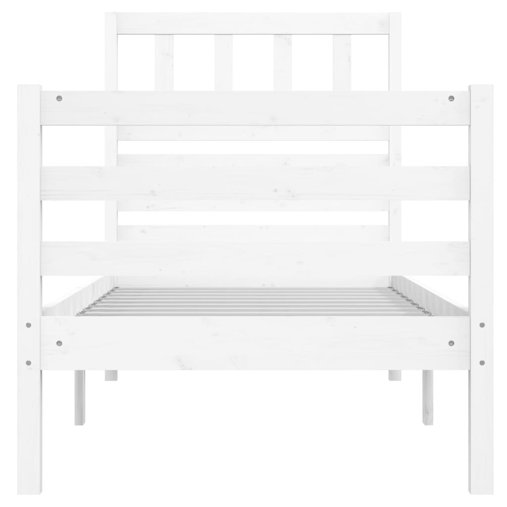 Bed Frame without Mattress White 75x190 cm Small Single  Solid Wood