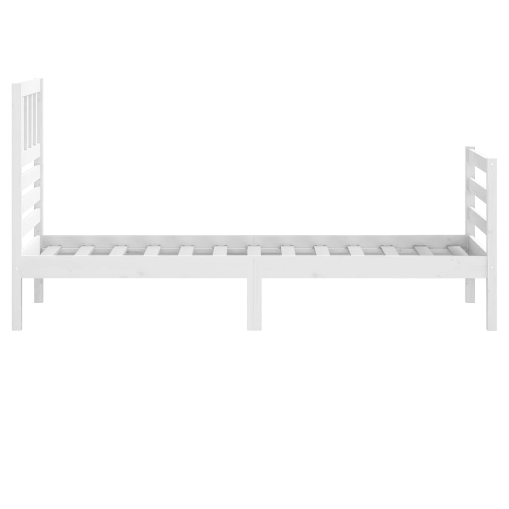 Bed Frame without Mattress White 75x190 cm Small Single  Solid Wood