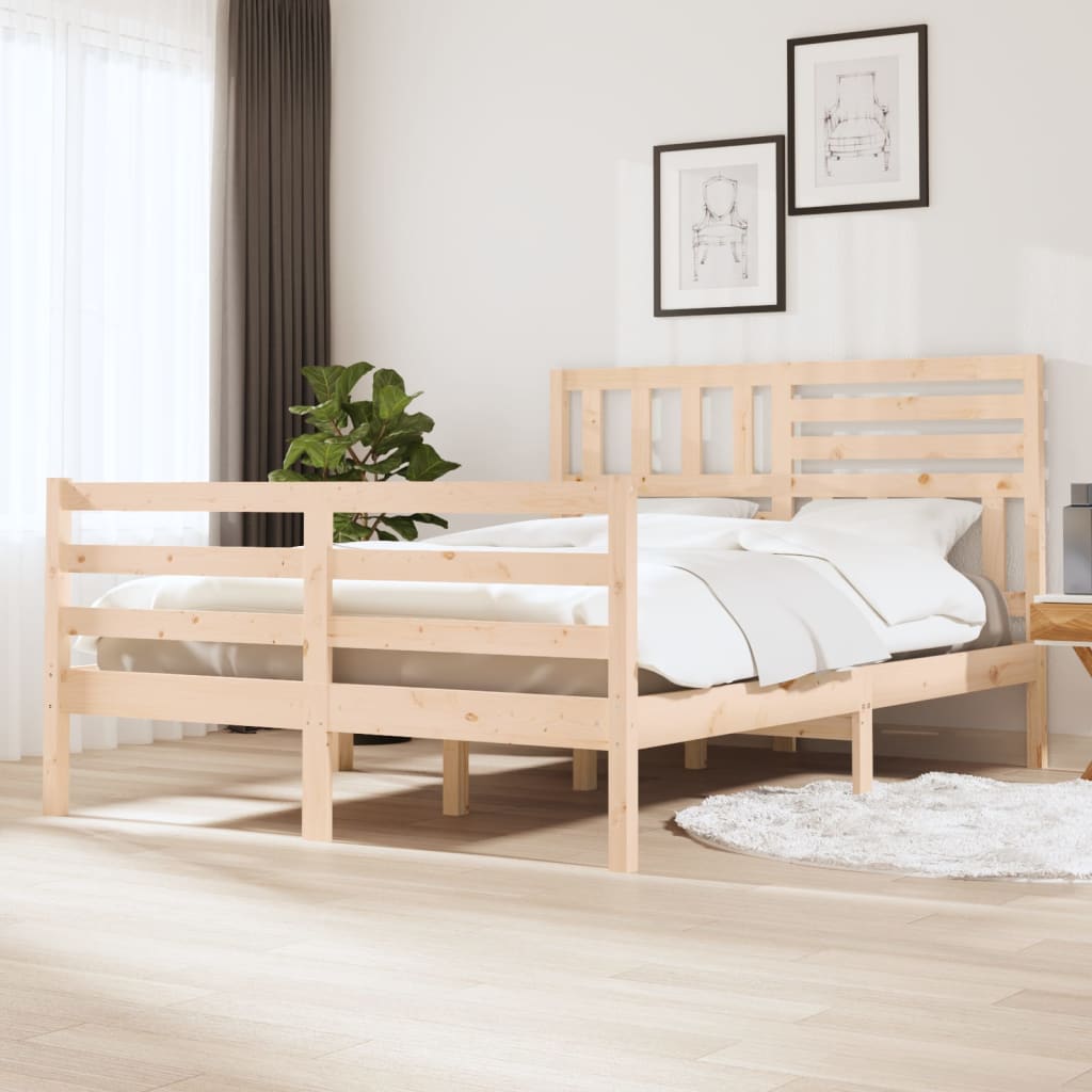 Bed Frame without Mattress 135x190 cm Double Double Solid Wood