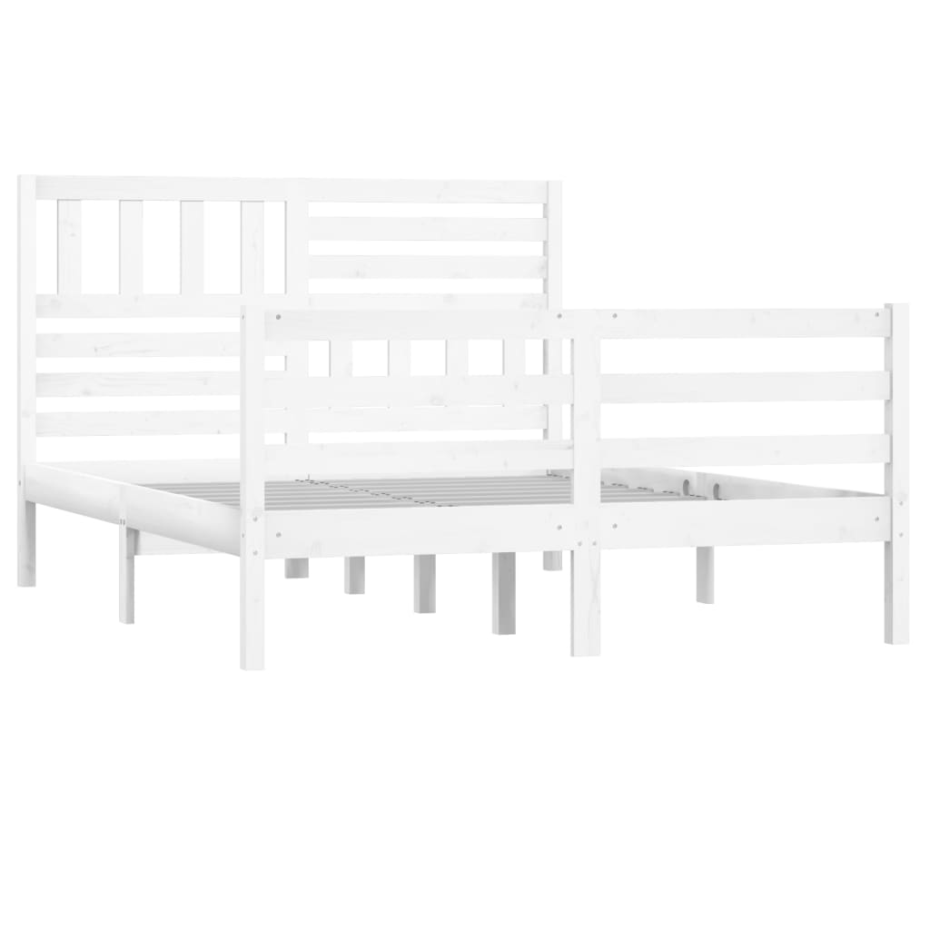 Bed Frame without Mattress White Solid Wood 140x190 cm