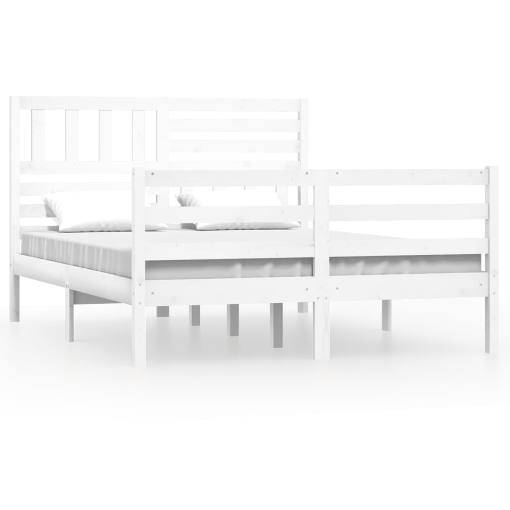 Bed Frame without Mattress White Solid Wood 120x200 cm