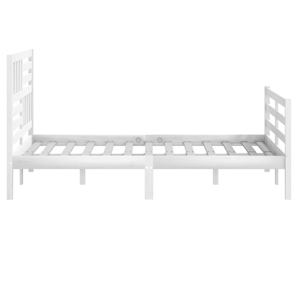 Bed Frame without Mattress White 150x200 cm King Size King Size Solid Wood