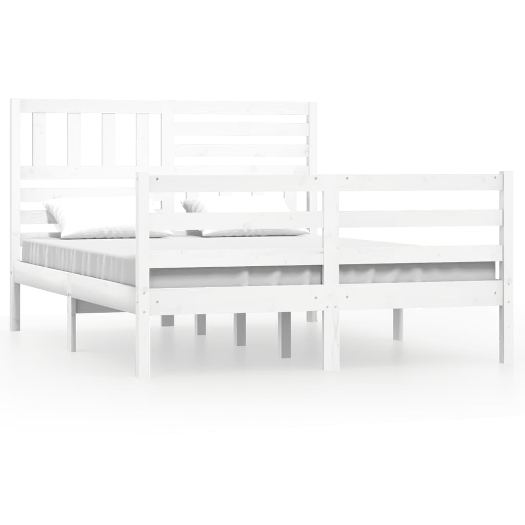 Bed Frame without Mattress White Solid Wood 160x200 cm