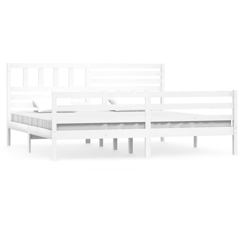 Bed Frame without Mattress White 180x200 cm Super King  Solid Wood