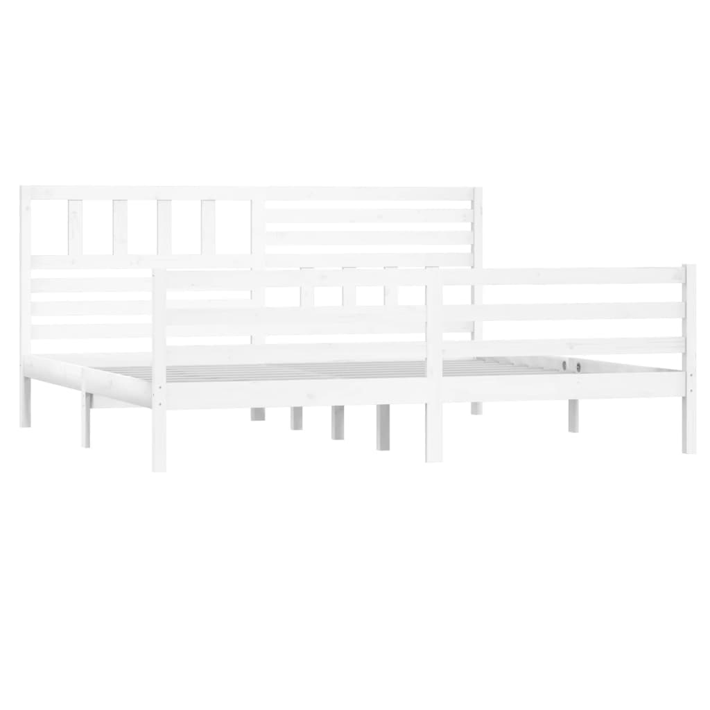 Bed Frame without Mattress White 180x200 cm Super King  Solid Wood