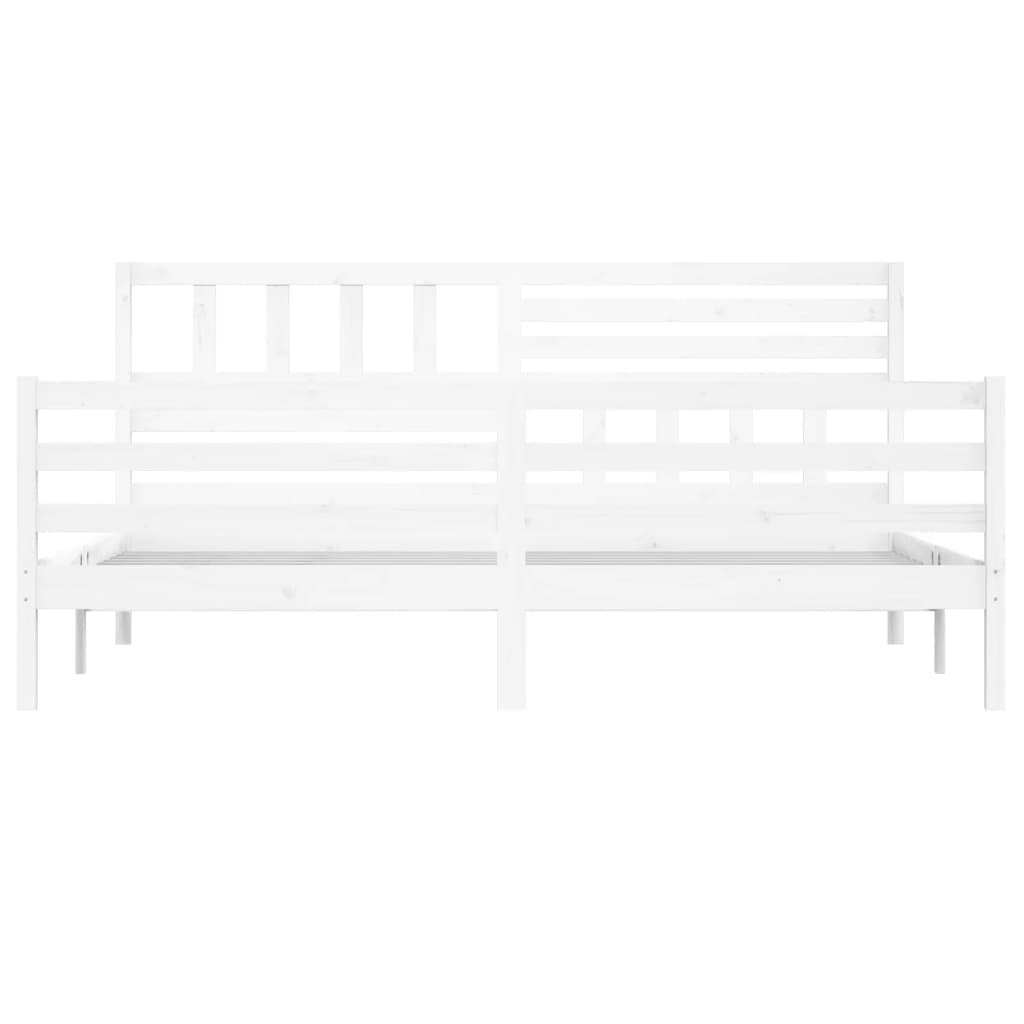 Bed Frame without Mattress White 180x200 cm Super King  Solid Wood