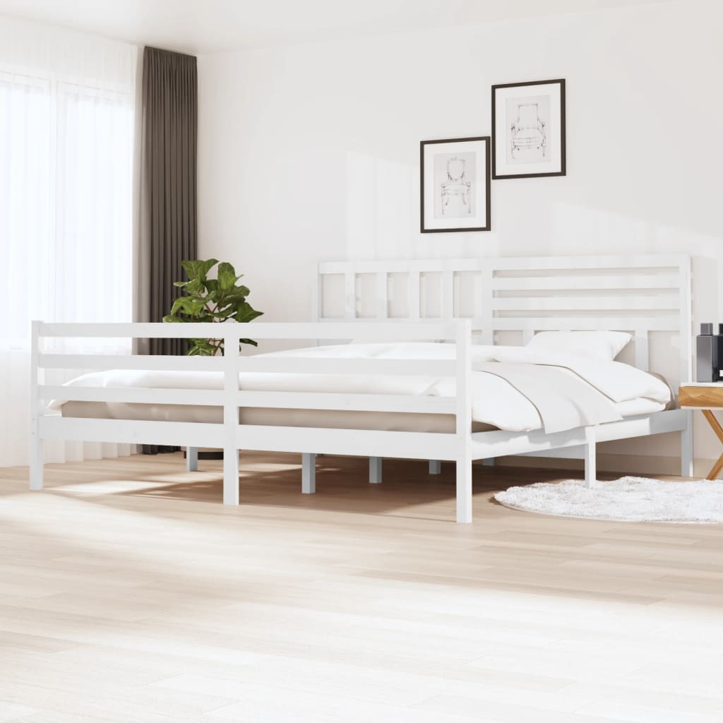 Bed Frame without Mattress White 180x200 cm Super King  Solid Wood