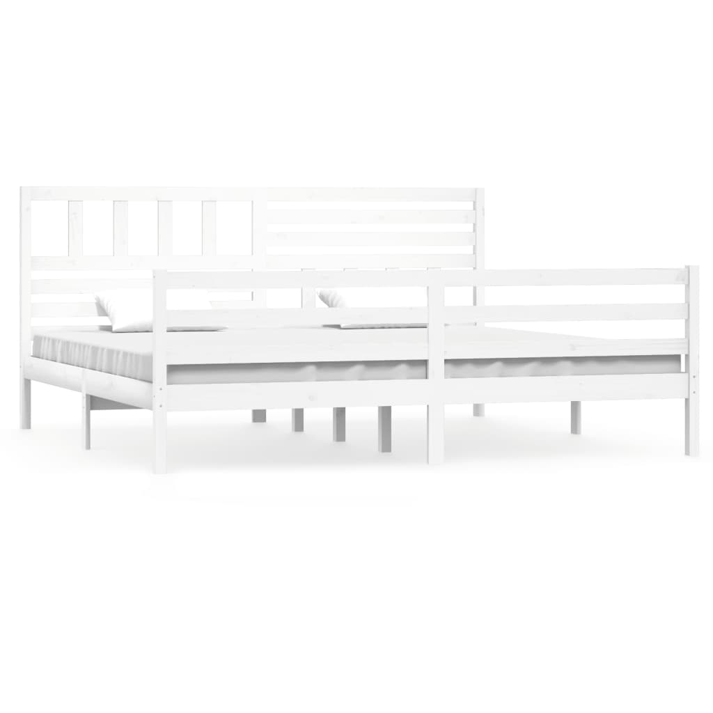 Bed Frame without Mattress White Solid Wood 200x200 cm