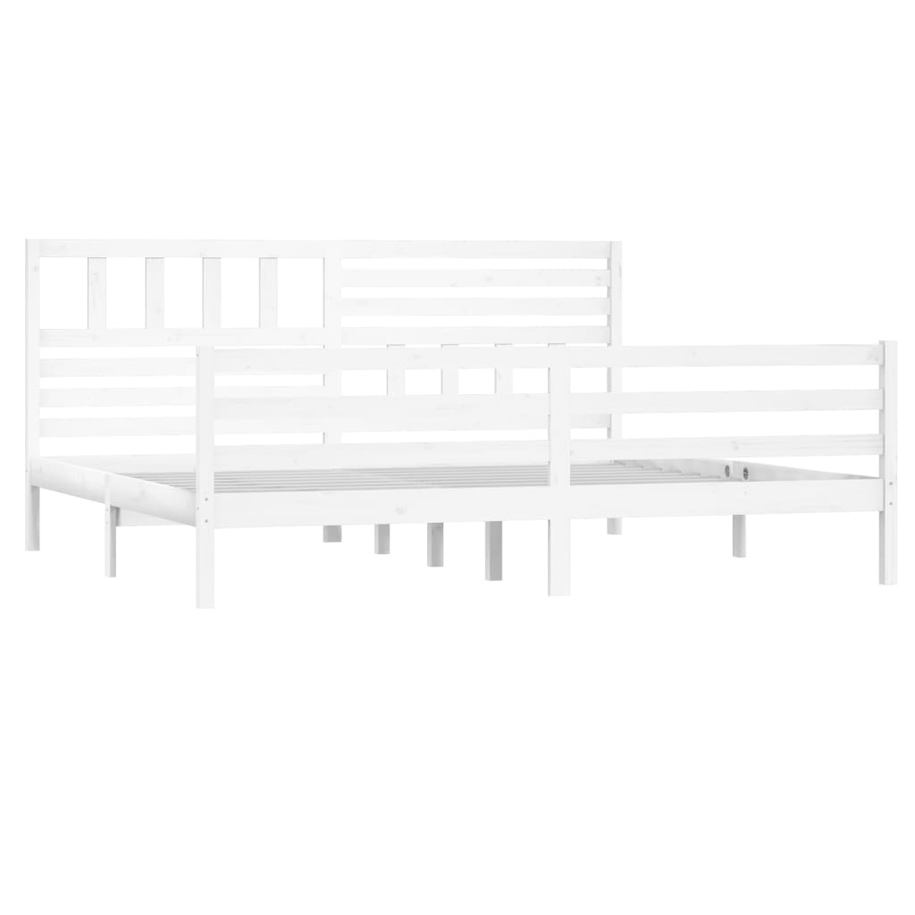 Bed Frame without Mattress White Solid Wood 200x200 cm