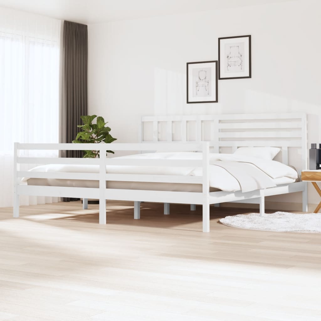 Bed Frame without Mattress White Solid Wood 200x200 cm