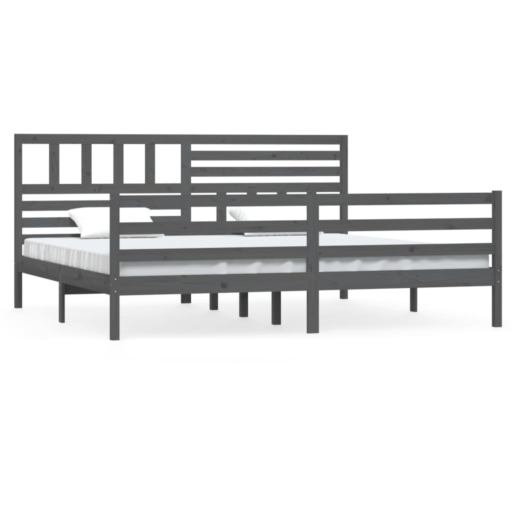 Bed Frame without Mattress Grey Solid Wood 200x200 cm