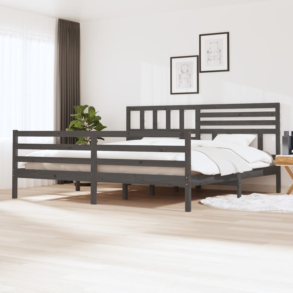 Bed Frame without Mattress Grey Solid Wood 200x200 cm