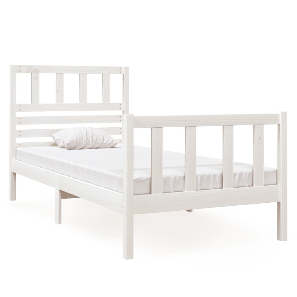 Bed Frame without Mattress White Small Single Solid Wood