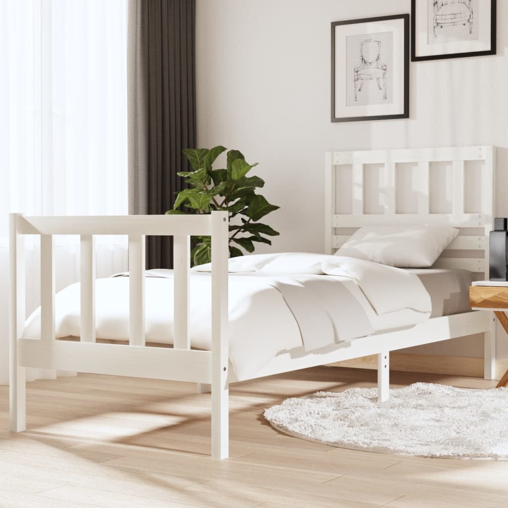 Bed Frame without Mattress White Small Single Solid Wood
