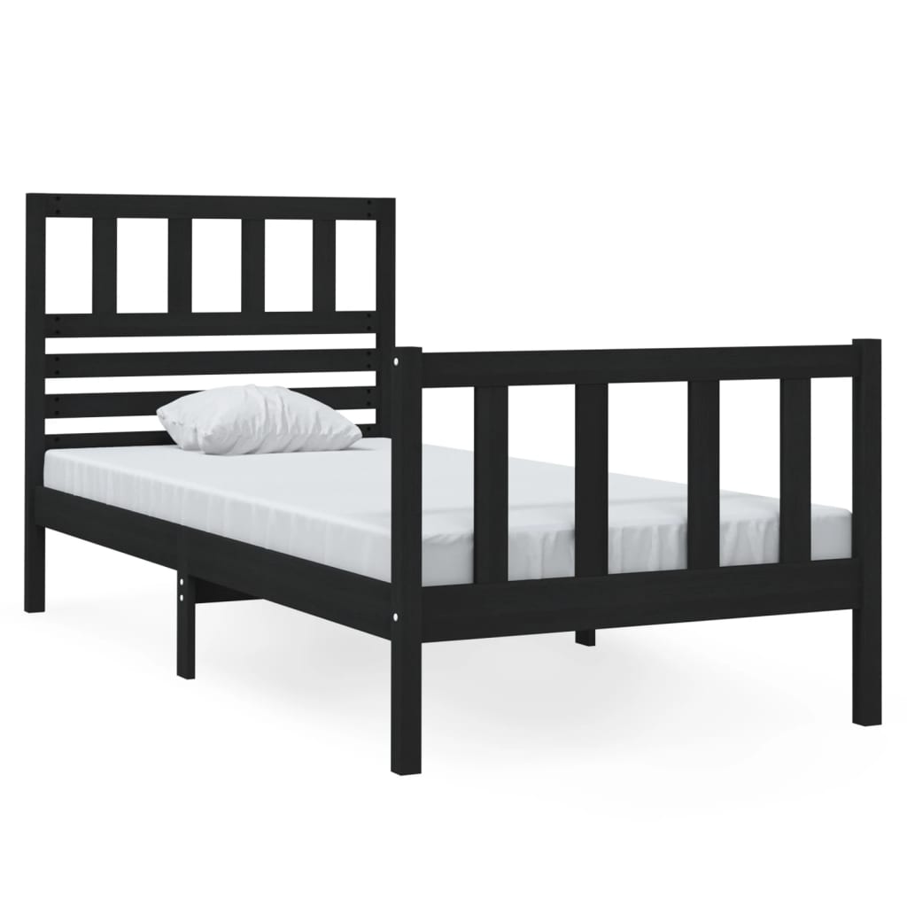 Bed Frame without Mattress Black Small Single Solid Wood