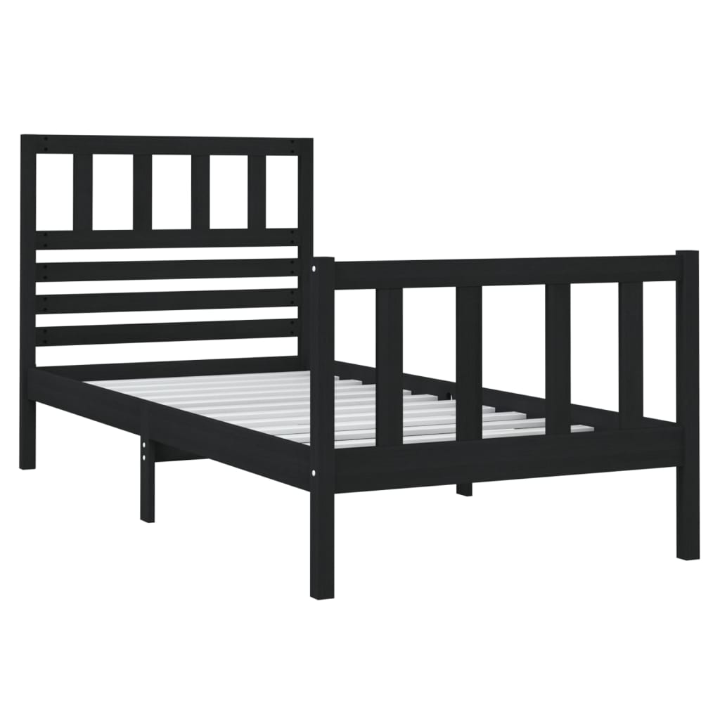 Bed Frame without Mattress Black Small Single Solid Wood