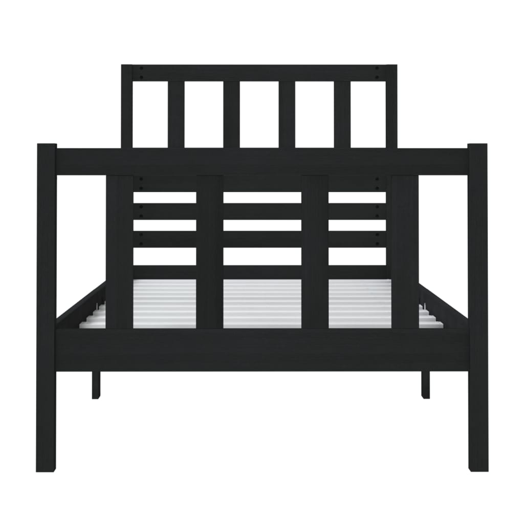 Bed Frame without Mattress Black Small Single Solid Wood